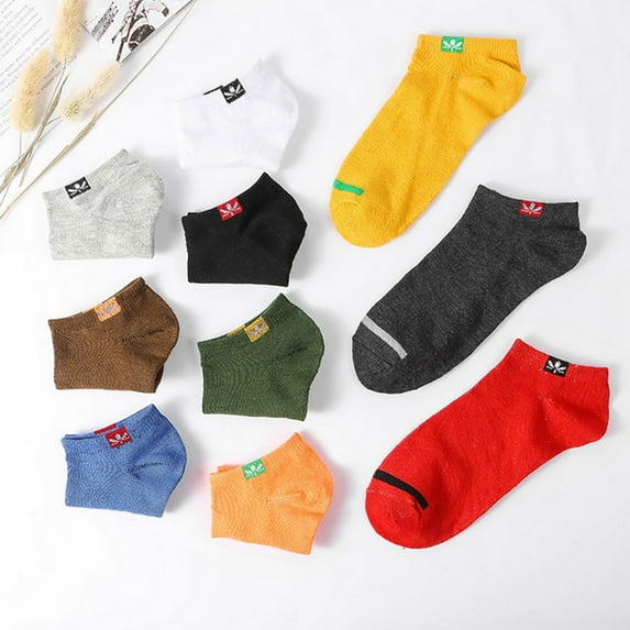 dgysar Men's Low Cut Ankle Socks Breathable Cotton Athletic Boat Socks 10-Pair Set Casual Daily Wear Multicolor