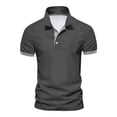 thumbnail image 1 of dgysar Mens Summer Polo Shirt, Color Block Contrast Design Lapel Collar Button Up Quarter Sleeve Loose Fit Polyester Synthetic Breathable Quick Dry Garment, Dark Gray, M, 1 of 3