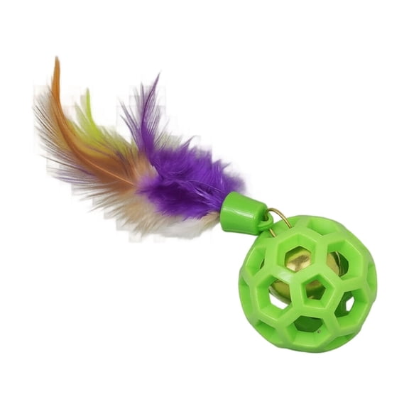 dgysar Mesh Ball Cat Wand, Red Hollow Grid Sphere, Colorful Flutter Feathers, Crisp Internal Bell, For Indoor Catching, Energy Burning, Cats