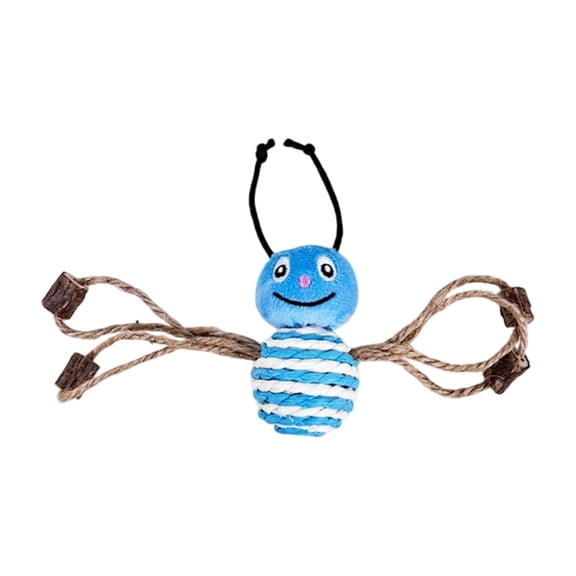 dgysar Natural Wood Bee & Sisal Ball Cat Toy Set, Silvervine Infused Interactive Teaser with Shaking Sound Blue 1PC