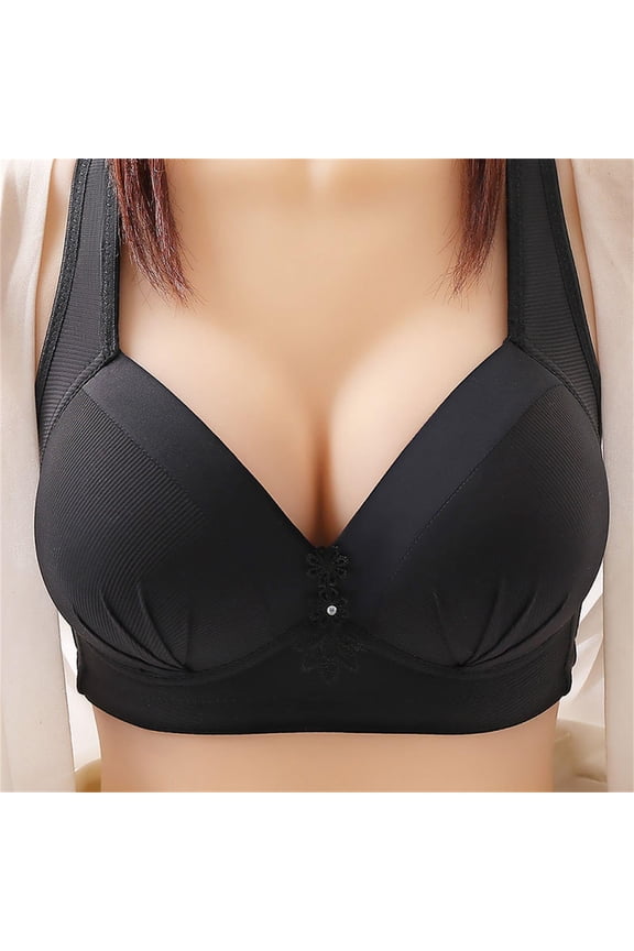 No Underwire Enhancer Bra, Lifts and Shapes Smoothly Without Wires, Ideal for Work, Travel, and Comfort Black 40