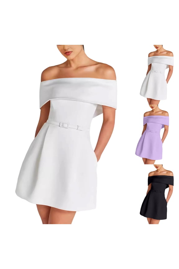 One-Shoulder Midi Dress - Trendy and Versatile Dress, Can Be Dressed Up or Down for Various Social Occasions Black S