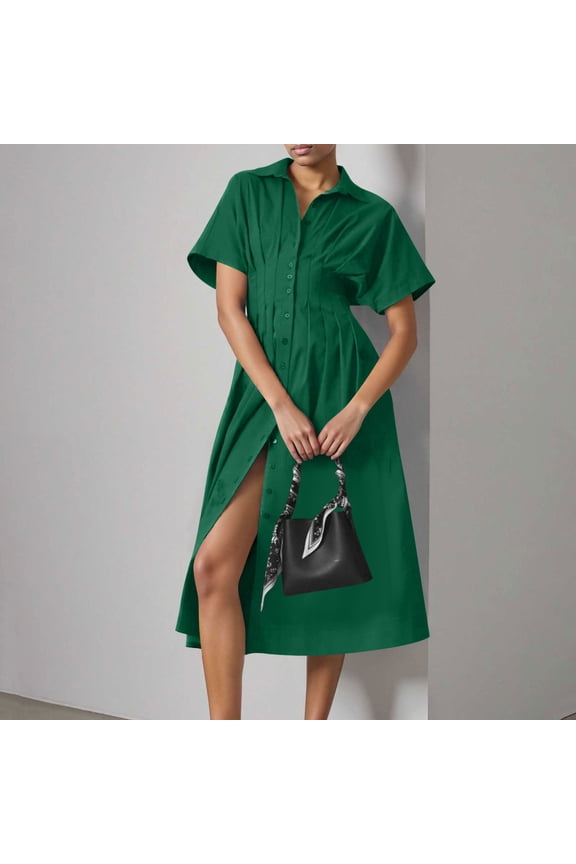 Oversized Long Shirtdress - Flowy Maxi Length , Perfect Boho Chic Style for Beach or Street for Multiple Occasions Green L
