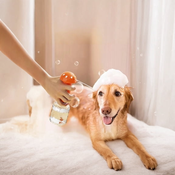 dgysar Pet Bubble Machine for Dogs & Cats， One‑Click Shampoo Diluter Foam Maker Bathing Tool， Plastic Orange 1PC