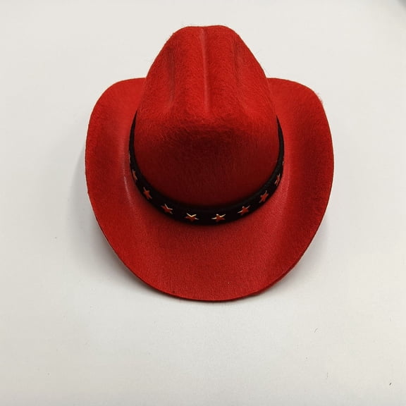 dgysar Pet Cowboy Hat , Classic Western Style Denim Hat with Adjustable Strap , Funny Photo Prop for Small Medium Dogs Cats Red M