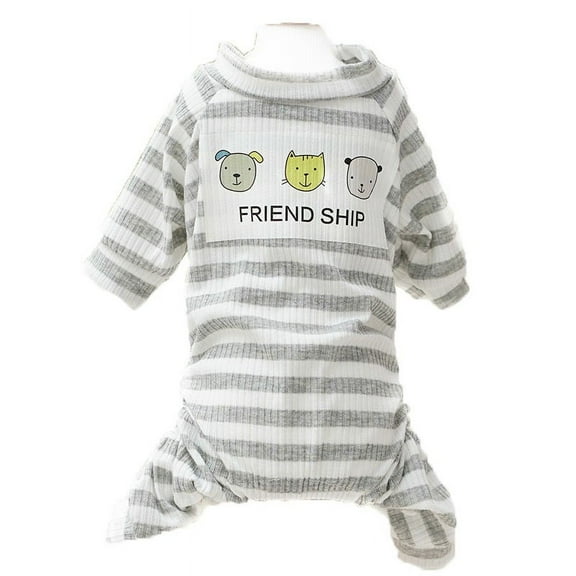 dgysar Pet Pajamas, Spring/Summer Thin Striped Clothes, Small Dog Pet Clothing for Small Dogs Male Female Fall Pullover Puppy Clothes Soft Puppy Vest Gray M