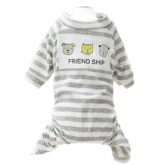 dgysar Pet Pajamas, Spring/Summer Thin Striped Clothes, Small Dog Pet Clothing for Small Dogs Male Female Fall Pullover Puppy Clothes Soft Puppy Vest Gray 2XL
