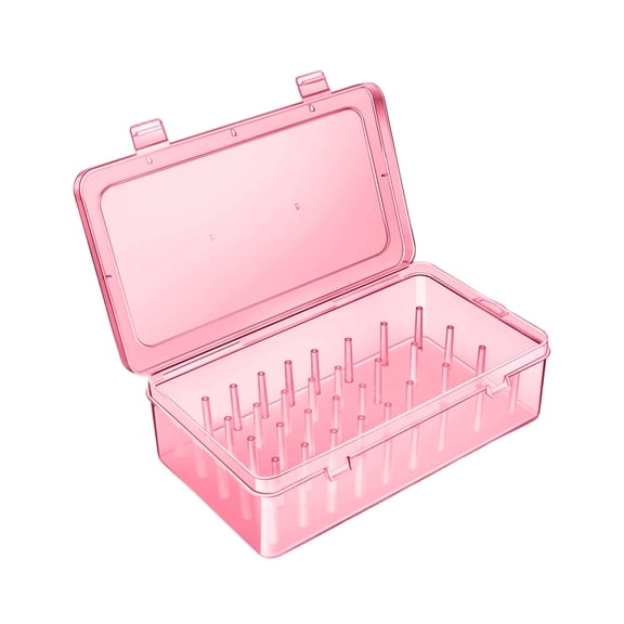 dgysar Piping Tip Storage Box -- 9x5.2x2.5 In 42-Peg Clear Case for Cakes Decorating Kit Nozzles Couplers Professional Baker Tool Pink