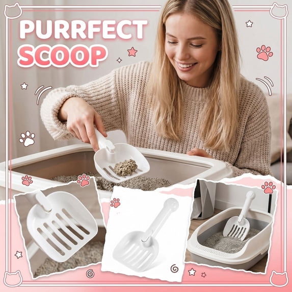 dgysar Plastic Cat Litter Scoop, Portable Waste Sifter for All Litter Types & Box Sizes Pet Litter Box Plastic Cats Litter Scoop White 1PC