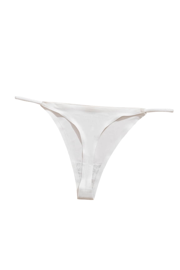 Plus Size Icy Silk Cheeky Panties, Thin Straps & Sheer Material, Sexy and Cool Underwear for Summer & Romance White XS
