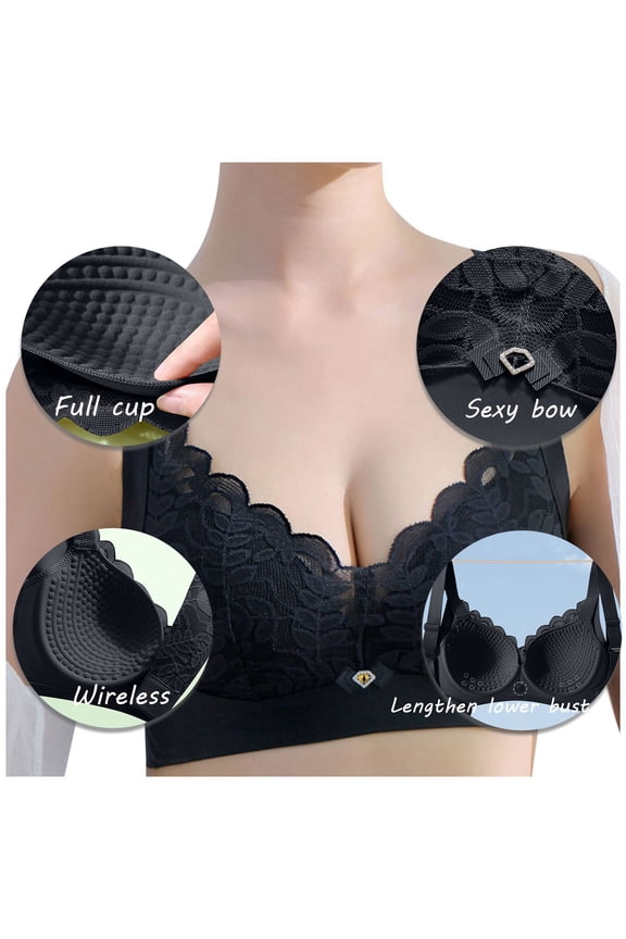 Plus Size Wireless Bras, Full Coverage Soft Cup for DDD+ Bust, All-Day Comfort for Work, Home & Sensitive Skin Black 105D