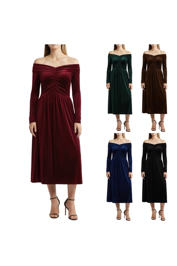 Slim Fit Velvet Dress,One-Shoulder Evening Dress Sophisticated Solid Color for Evening Events, Elegant and Sexy Dress for a Night Out or Formal Occasion Dark Blue S