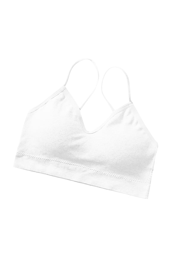 Strappy Bandeau Bralette, Thin Adjustable Spaghetti Straps, Underwear or Standalone Top for Summer and Dates for Layering, Lounge, or Going Out White M