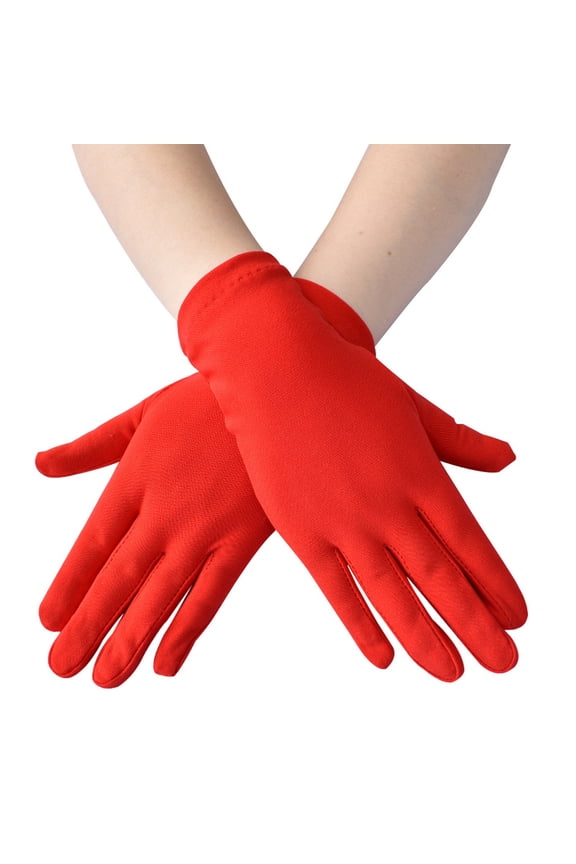 Stretchy Lycra Performance Gloves, Seamless Dance Gloves for Cheerleading, Marching Band, Color Guard, or Theater Costume. Red
