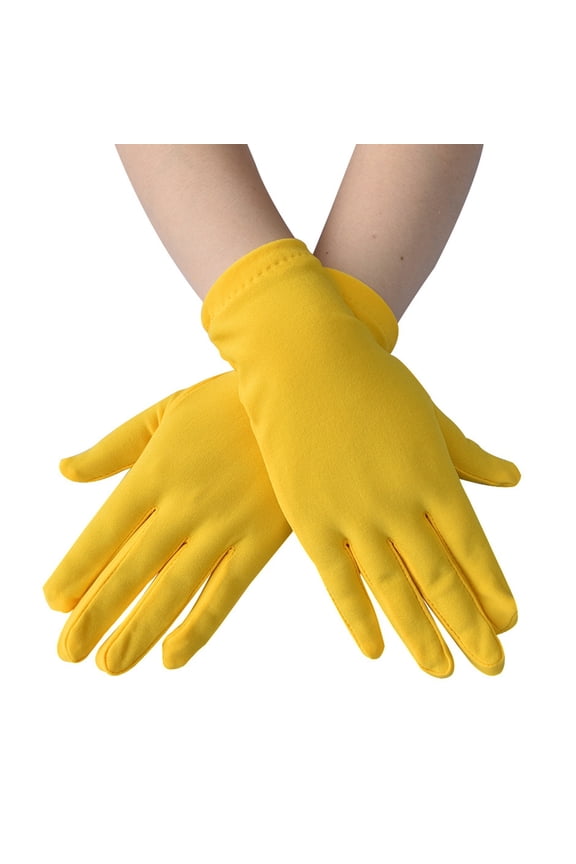 Stretchy Lycra Performance Gloves, Seamless Dance Gloves for Cheerleading, Marching Band, Color Guard, or Theater Costume. Yellow