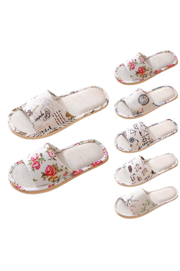 Summer Home Linen Slippers Soft Breathable Lightweight Non-slip Indoor Slippers for Men Women Bedroom Bathroom Living Room Daily Leisure Wear Brown 37