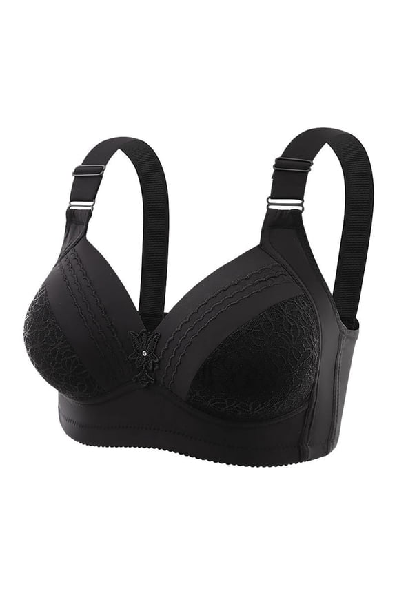 Supportive Wirefree T-Shirt Bra, Full Coverage with Side Support, Perfect for Everyday Wear & Sensitive Skin Black 44