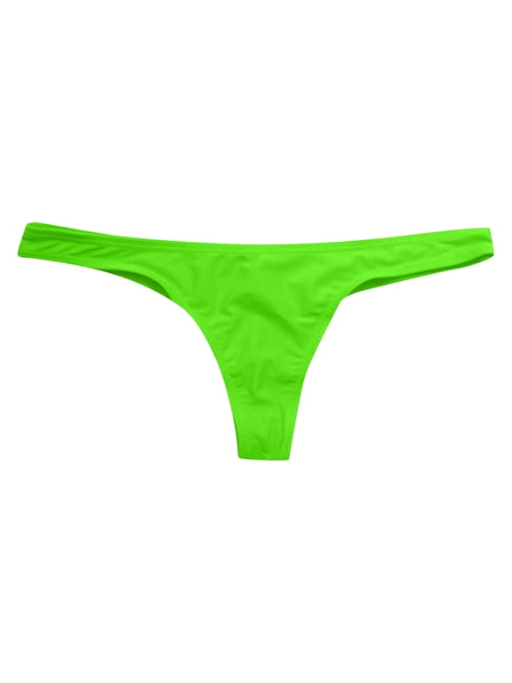 Swim Briefs,Women's Solid Color Ruffle Thong Bikini Bottoms, Cheeky & Playful Detail for Beach or Pool. Green 5XL