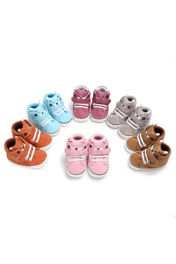 To-ddler High Top Canvas Shoes Fox Head Cute Design Soft Sole Breathable Non-slip for Boys Girls Indoor Outdoor Daily Wear Brown 12/