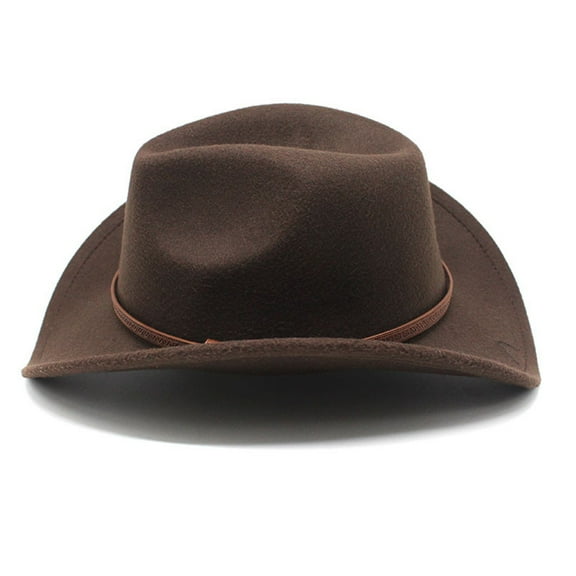 dgysar Top Hat Western Horn Woolen Jazz Hat Fedora Hats for Men Men and Women Ethnic Style Large Brim Felt Hat Womens Hats Coffee