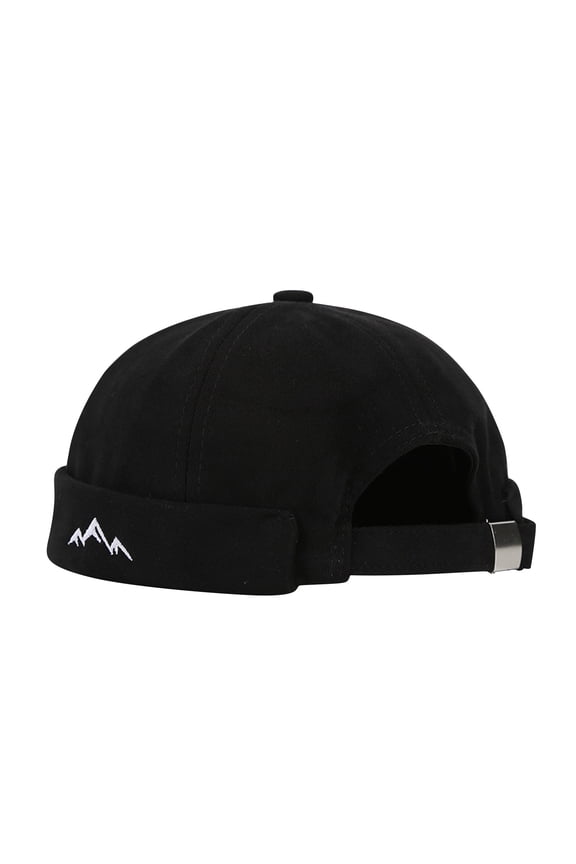 Unisex Mountain Embroidery Skull Cap, Vintage Round Dome Hip Hop Hat, Streetwear Beanie for Dance Rave