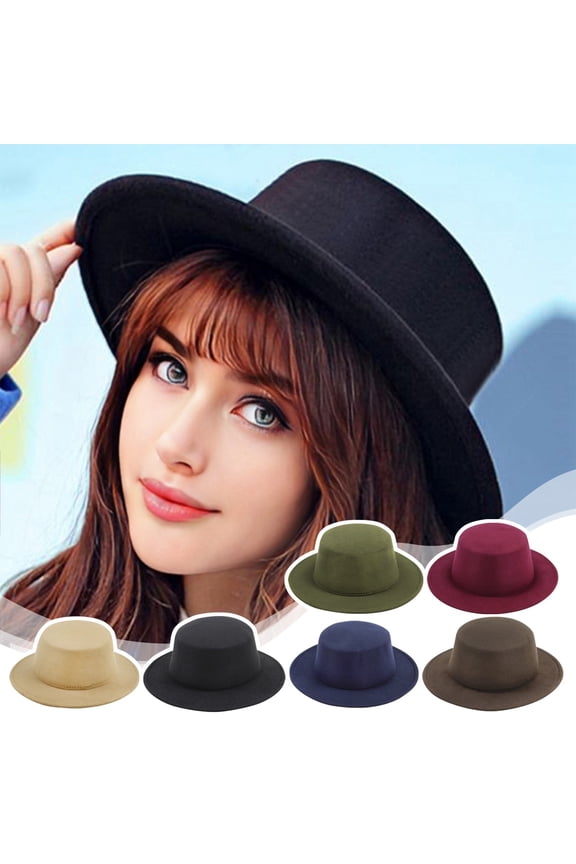 Vintage Woolen Top Hat, Winter Solid Color Fedora with Hidden Adjustment, Unisex D