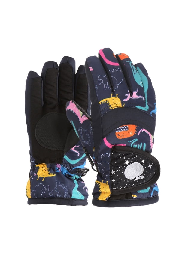 Waterproof Mittens for Boy & Girl with Zip, Long Gaiter Cuff, Simplifies Dressing for Preschool or Winter Outings. Multicolor M