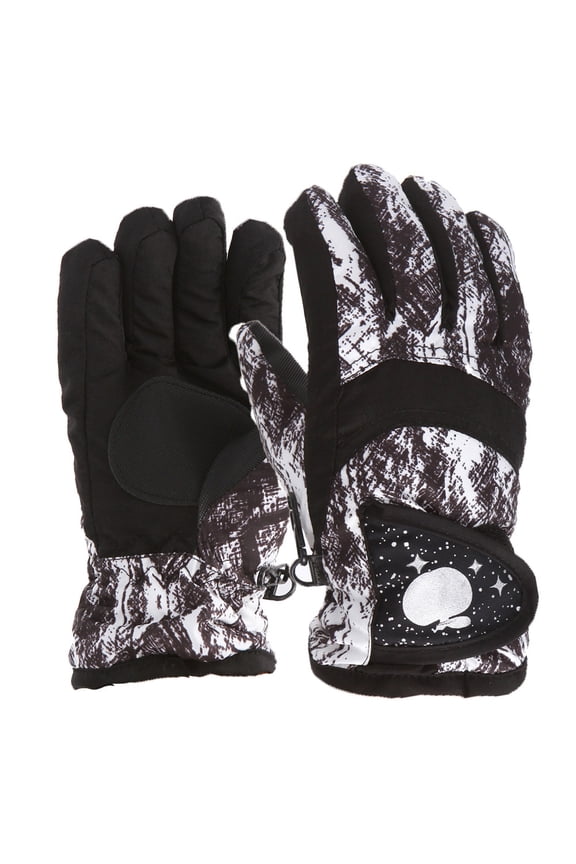 Waterproof Mittens for Boy & Girl with Zip, Long Gaiter Cuff, Simplifies Dressing for Preschool or Winter Outings. White L