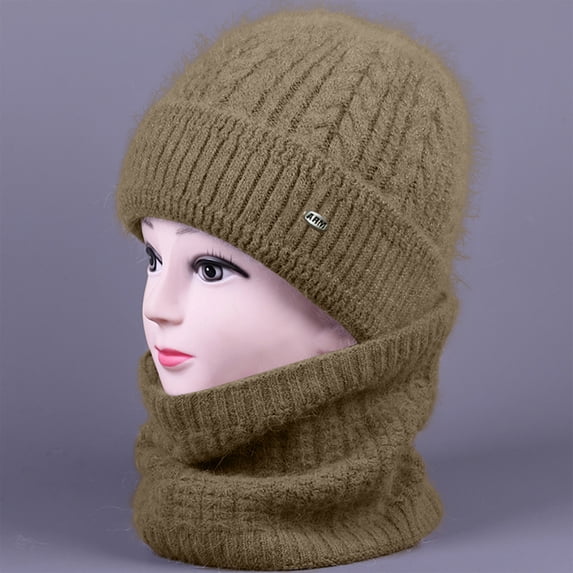 dgysar Winter Knitted Balaclava Beanie Hat Warm Cycling Ski Mask, Women Windproof Hood, Balaclavas Heavyweight Thermal Fleece Coffee