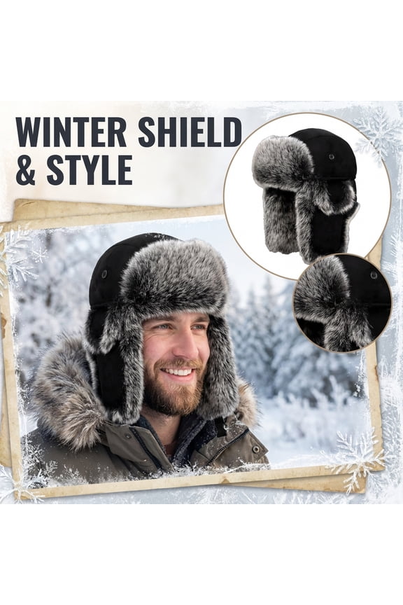 Winter Ski Aviator Hat, Windproof Pilot Helmet with Earflaps and Wool Lining A