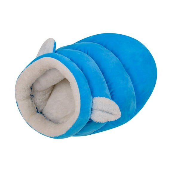 dgysar Winter Warm Pet Bed , Thickened Plush Cat Sleeping Sack , Cozy Burrowing Cave for Kittens and Small Animals Blue S