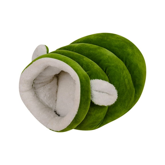 dgysar Winter Warm Pet Bed , Thickened Plush Cat Sleeping Sack , Cozy Burrowing Cave for Kittens and Small Animals Green S