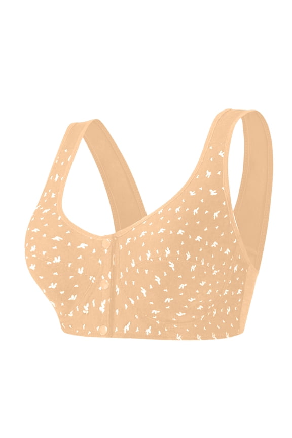 Wirefree Bra for Large Bust, Lightweight Fabric & Easy Front Hook, Ideal for Sensitive Skin & Minimalist Support Brown 46