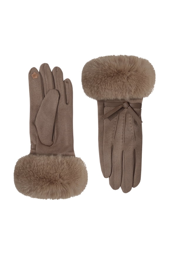 Women Winter Driving Gloves, Suede Leather with Sherpa Lining and Long Cuff, Warm Unisex Gloves for Motorcycle, Ski, Outdoor Brown