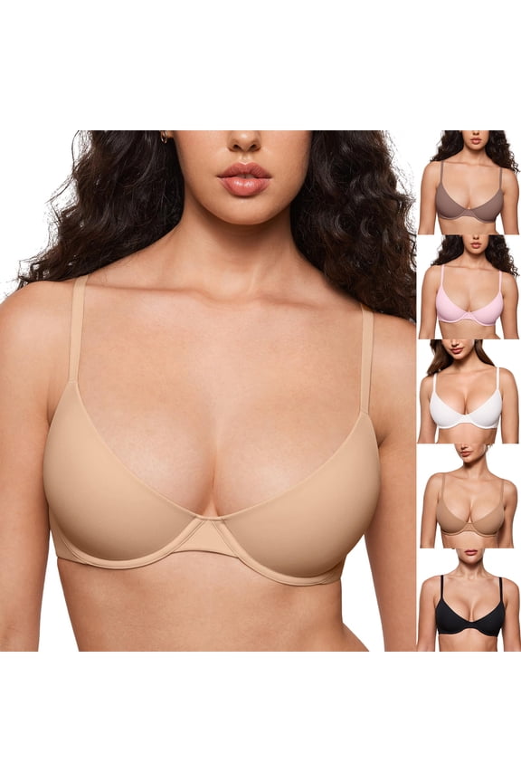 Women Wireless Bra Deep V Smooth Cup Fine Strap Invisible Design Zero Pressure Daily Commute Wear Black 34 (M)