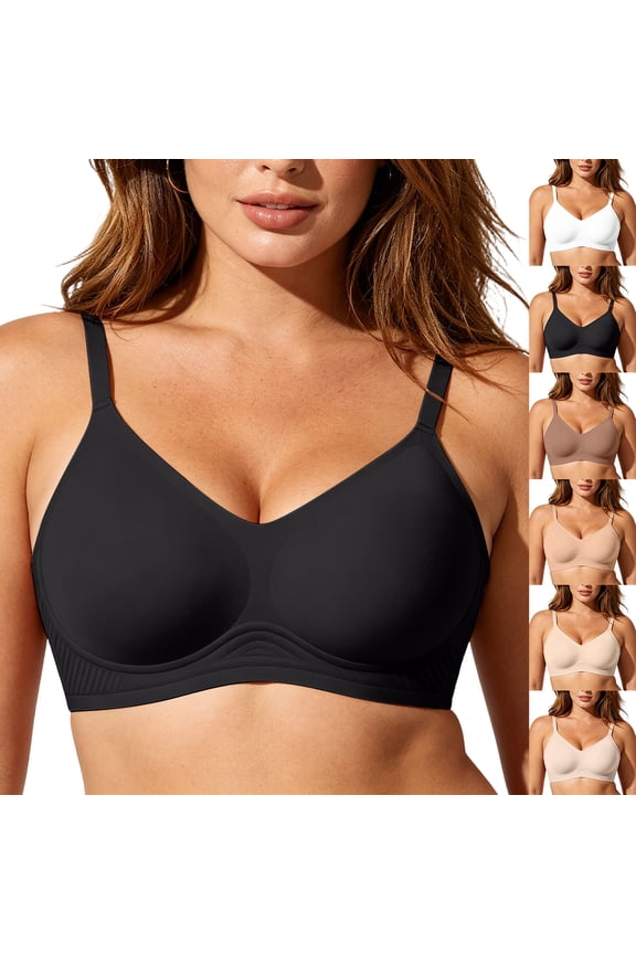 Women Wireless Bra Lace Thong Set Bowknot Detail Naked-Feel Comfort Seamless Fit Daily Date Wear Pink 34 (M)