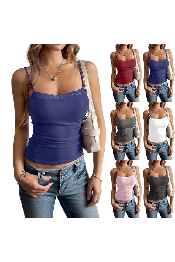 Women's Casual Fashion Thread Camisole, Ribbed Solid Color Sleeveless Top Pink size L