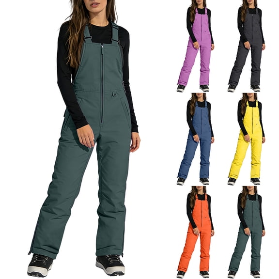 dgysar Women's Essential Insulated Ski Bibs, Water Resistant Snow Pants for Skiing & Snowboarding Saffron 2XL