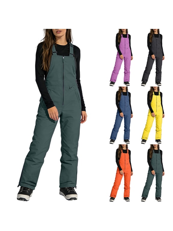 Women's Essential Insulated Ski Bibs, Water Resistant Snow Pants for Skiing & Snowboarding Yellow S