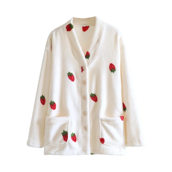 dgysar Women's Flannel Shirt, V-Neck Long Sleeve Plaid Open Front Cardigan with Pockets, Lightweight Layer for Pajamas, Loungewear & Casual Outfits. Red M