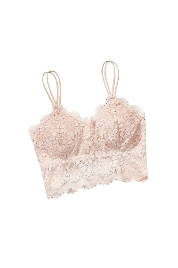 Women's Lace Tube Top with Pads Wireless Strappy Bandeau Bra for Daily Yoga Sports and Party Anniversary Night Wear Complexion M