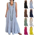 thumbnail image 1 of dgysar Women‘s Linen Blend Dress, V-Neck Sleeveless Shift Dress, Breathable & Wrinkle-Resistant for Summer, Travel,Beach & Warm Weather. Beige S, 1 of 5