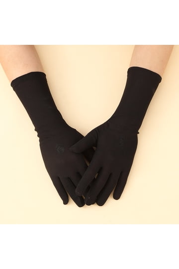 blue dress for baby girl Black Velvet Dress with Gloves – Miron main image 1