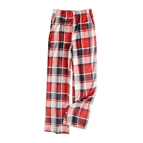 dgysar Women's Lounge Pants, Traditional Plaid Pattern with Side Pockets, Perfect for Matching Family Pajamas, Gifts & Festive Seasonal Wear. Red M