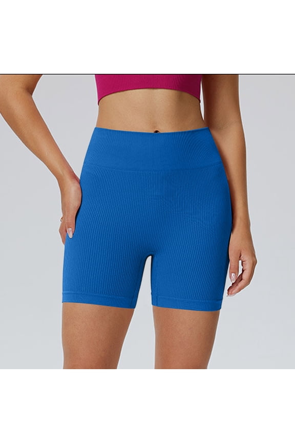 Women's Performance Workout Shorts, Moisture Wicking Fabric, Tummy Control & Cheek Enhancement, Perfect for HIIT, Butt Licking for Running, Gym, or Yoga. Blue XL