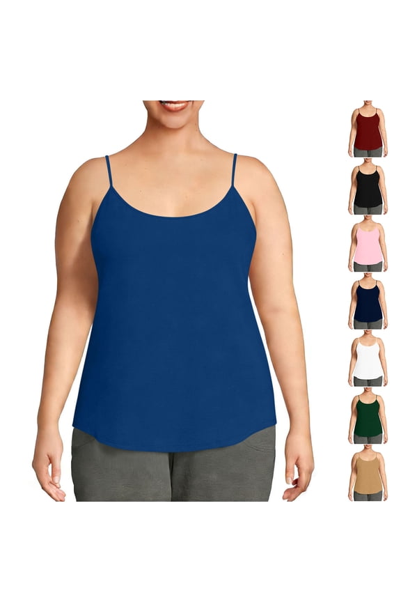 Women's Plus Size Round Neck Strapless Sleeveless Casual Top, Basic Cami Green size 3XL