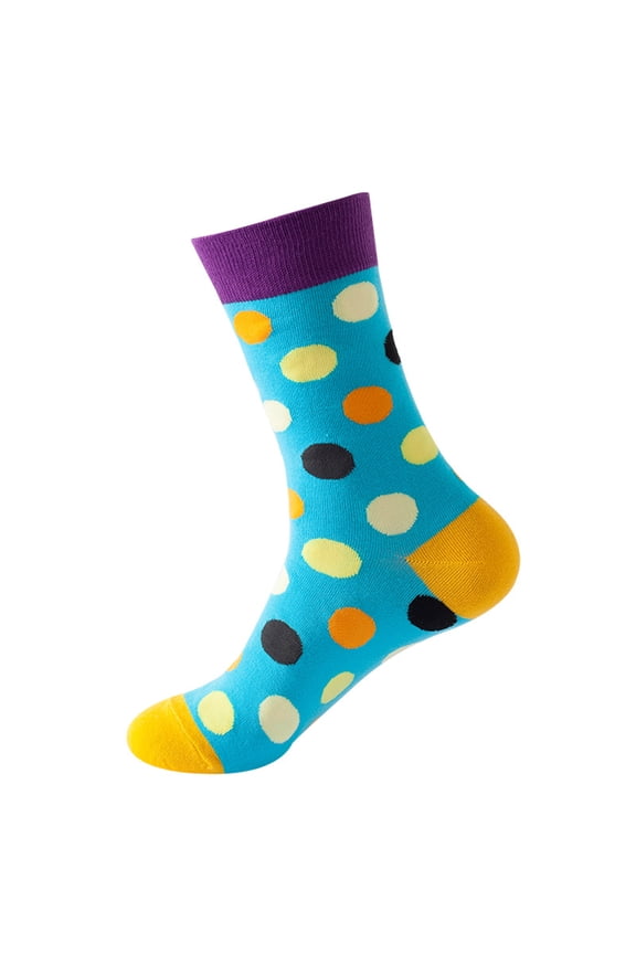 Women's Polka Dot Mid-Calf Socks, Hip Hop Skateboard Style Socks, Cute and Casual Crew Socks for Sneakers. Blue 1Pair