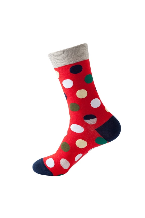 Women's Polka Dot Mid-Calf Socks, Hip Hop Skateboard Style Socks, Cute and Casual Crew Socks for Sneakers. Red 1Pair