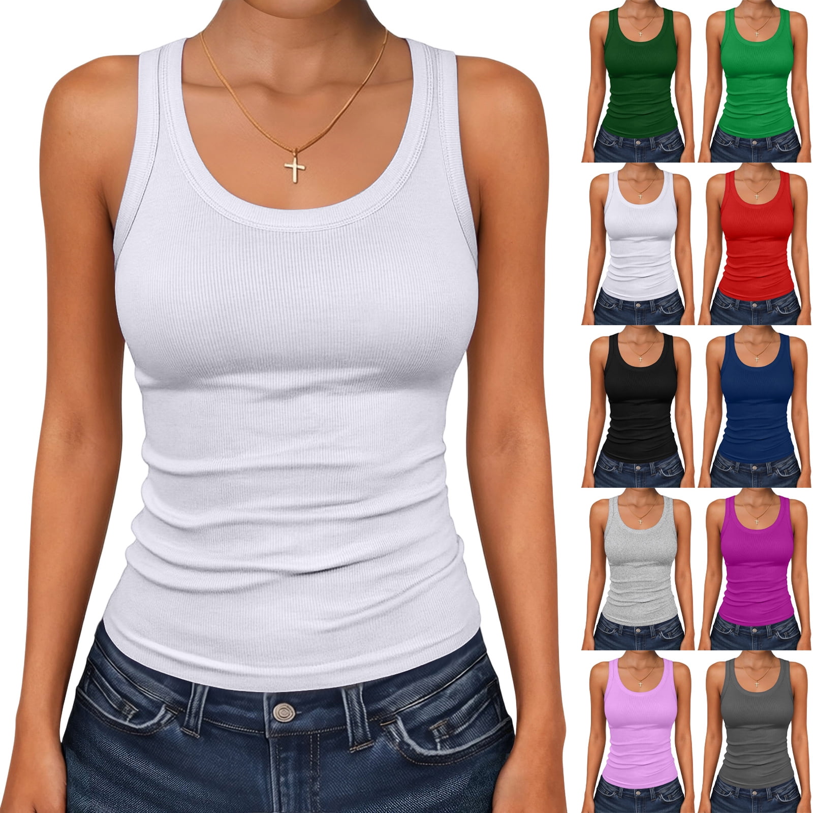 dgysar Women's Sleeveless Sports Top Slim-Fit Base Layer Fashion ...