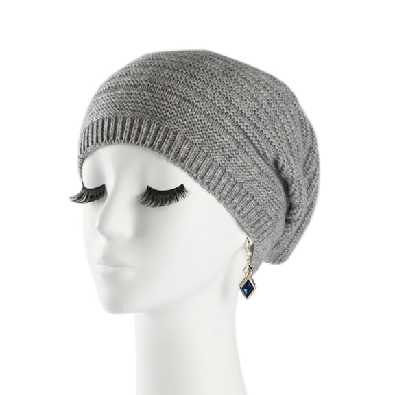 dgysar Women's Slouchy Beanie, Soft Wool Blend Knit with a Relaxed Drape, Effortlessly Chic Hat for a Cozy, Lazy Day Out. Light Gray